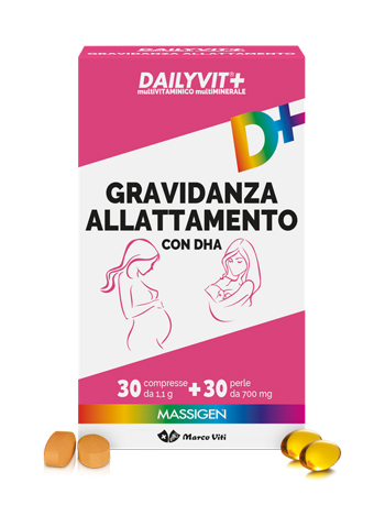 MASSIGEN GRAVIDANZA ALLATTAMENTO CON ACIDO FOLICO MULTIVITAMINICO E MULTIMINERALE 30 COMPRESSE RIVESTITE DA 1,1 G + 30 PERLE DA 700 MG - Antica Farmacia Celesia