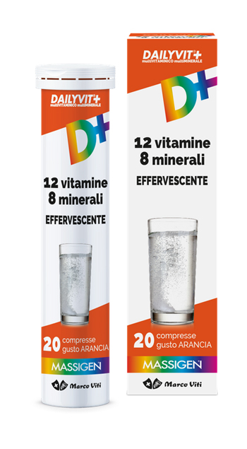MASSIGEN DAILYVIT 12 VITAMINE 8 MINERALI EFFERVESCENTE 20 COMPRESSE - Antica Farmacia Celesia