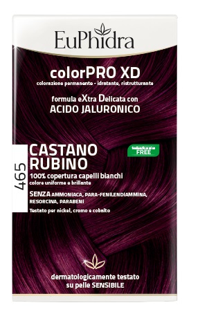 EUPHIDRA COLORPRO XD 465 CAST RUBINO GEL COLORANTE CAPELLI IN FLACONE + ATTIVANTE + BALSAMO + GUANTI - Antica Farmacia Celesia