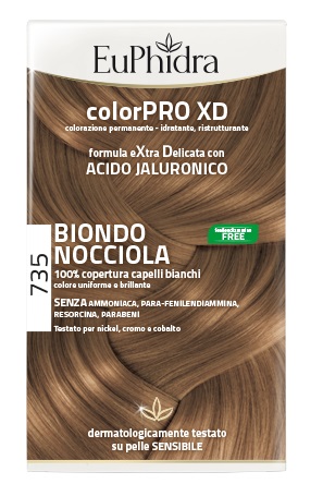 EUPHIDRA COLORPRO XD 735 BIONDO NOCCIOLA GEL COLORANTE CAPELLI IN FLACONE + ATTIVANTE + BALSAMO + GUANTI - Antica Farmacia Celesia