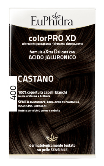 EUPHIDRA COLORPRO XD 400 CASTANO GEL COLORANTE CAPELLI IN FLACONE + ATTIVANTE + BALSAMO + GUANTI - Antica Farmacia Celesia