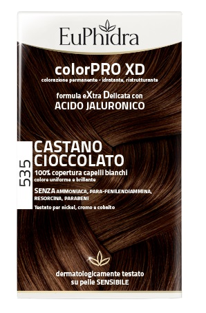 EUPHIDRA COLORPRO XD 535 CASTANO CIOCCOLATO GEL COLORANTE CAPELLI IN FLACONE + ATTIVANTE + BALSAMO + GUANTI - Antica Farmacia Celesia