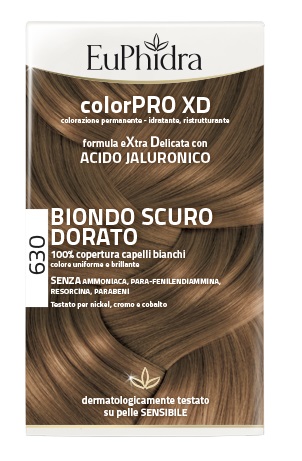 EUPHIDRA COLORPRO XD 630 BIONDO SCURO DORATO GEL COLORANTE CAPELLI IN FLACONE + ATTIVANTE + BALSAMO + GUANTI - Antica Farmacia Celesia