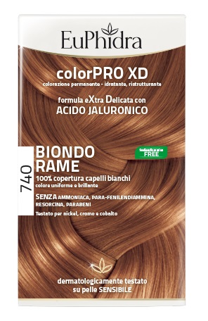 EUPHIDRA COLORPRO XD 740 BIONDO RAME GEL COLORANTE CAPELLI IN FLACONE + ATTIVANTE + BALSAMO + GUANTI - Antica Farmacia Celesia