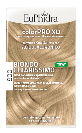 EUPHIDRA COLORPRO XD 900 BIONDO CHIARISSIMO GEL COLORANTE CAPELLI IN FLACONE + ATTIVANTE + BALSAMO + GUANTI - Antica Farmacia Celesia