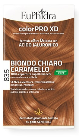 EUPHIDRA COLORPRO GEL COLORANTE CAPELLI XD 835 CARAMELLO 50 ML + ATTIVANTE + BALSAMO + GUANTI - Antica Farmacia Celesia