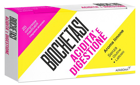 BIOCHETASI ACIDITA' E DIGESTIONE 20 COMPRESSE MASTICABILI AROMA LIMONE - Antica Farmacia Celesia